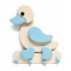 Porte-manteau mural enfant en bois – Canard bleu Porte-manteau enfant en bois en forme de canard bleu avec crochets muraux