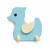 Porte-manteau pour enfant en forme de canard en bois bleu avec deux patères