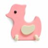 Porte-manteau pour enfant en forme de canard en bois rose avec deux patères