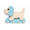 Porte-manteau enfant en bois en forme de chien bleu avec crochets muraux