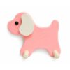 Porte-manteau pour enfant en forme de chien en bois rose avec deux patères