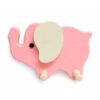 Porte-manteau pour enfant en forme d’éléphant en bois rose avec deux patères