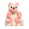 Porte-manteau enfant en bois en forme d’ours rose avec crochets muraux