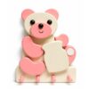 Porte-manteau mural enfant en bois – Ours rose avec pot Porte-manteau enfant en bois en forme d’ours rose avec pot et crochets muraux