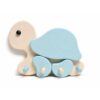 Porte-manteau enfant en bois en forme de tortue bleue avec crochets muraux