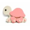 Porte-manteau enfant en bois en forme de tortue rose avec crochets muraux