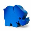 Bouton de meuble enfant éléphant bleu en bois orienté vers la droite, vue en perspective