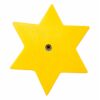 Back of yellow star children's furniture button made of wood Vue arrière d’un bouton de meuble enfant en bois en forme d’étoile jaune avec insert de fixation