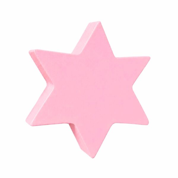 Pink Star Wooden Children's Furniture Knob - Side View Bouton de meuble enfant en bois en forme d’étoile rose, vue de côté