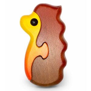 Bouton de meuble enfant en bois – Hérisson marron et jaune Bouton de meuble enfant en bois en forme de hérisson marron et jaune