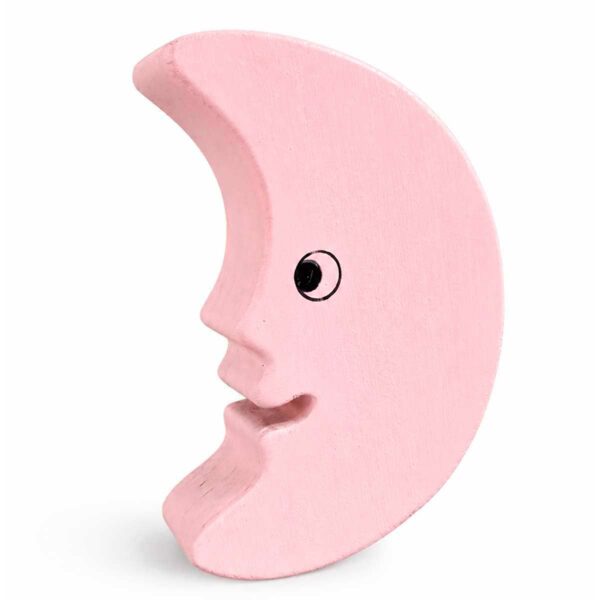Bouton de meuble enfant lune rose en bois Bouton de meuble enfant en bois en forme de lune rose orientée vers la gauche