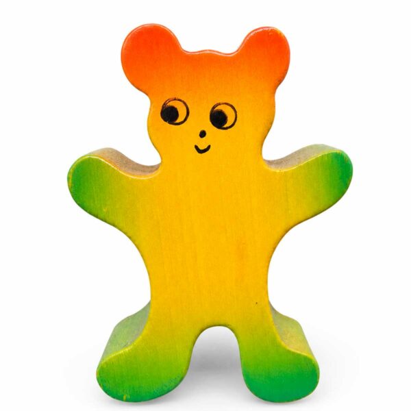 Bouton de meuble enfant ours jaune, orange et vert en bois Bouton de meuble enfant en bois en forme d’ours jaune, orange et vert