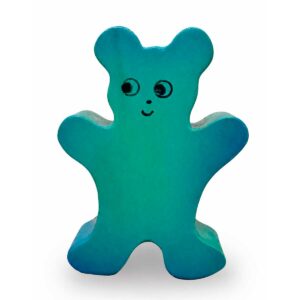 Bouton de meuble enfant en bois en forme d’ours vert et bleu