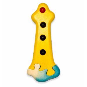 Bouton de meuble enfant en bois en forme de phare jaune avec vagues bleues
