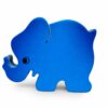 Bouton de meuble enfant en bois en forme d’éléphant bleu orienté vers la gauche