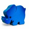 Bouton de meuble enfant éléphant bleu en bois orienté vers la gauche, vue en perspective