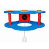 Lampe décorative pour enfant en bois bleu avec fleurs et canard, vue de dessous
