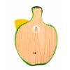 Vue arrière d’un porte-manteau enfant en bois en forme de poire vert clair, avec système de fixation mural.