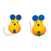 Deux porte-manteaux enfant en bois en forme de souris, avec crochet bleu et crochet vert